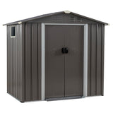 Vongrasig 6x4 FT Outdoor Storage Shed, Metal Garden Shed Clearance with Window and Lockable Door, All-Weather Sloping Roof Tool Shed for Backyard, Patio, Grey Vongrasig