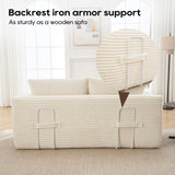 GNIXUU Corduroy Cloud Loveseat Sofa, 2 in 1 Convertible Sleeper Sofa with Fixed-Shape Frame, Comfy Folding Boneless Love Seat Couches for Living Room, Apartment, Small Spaces Beige GNIXUU