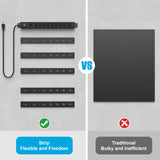 CCCEI 5PCS Individual Pegboard Strip with Power Outlet. Garage All Metal Wall Mount Mini Black Peg Board Set, for Drill and Tools Battery Holder Kit, Cleaning Supplies Cabinet Organizer. Gift for Men CCCEI