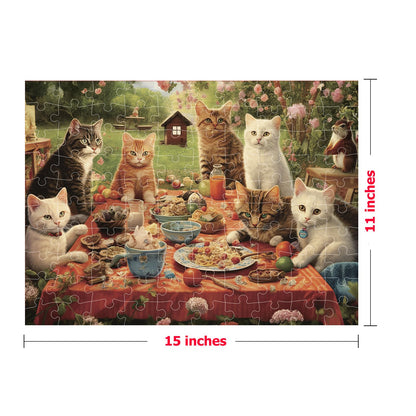 100 Pieces Jigsaw Puzzles for Adults - Cat Puzzles for Kids Ages 6-8 8-10 10-12 - Purrfect Picnic