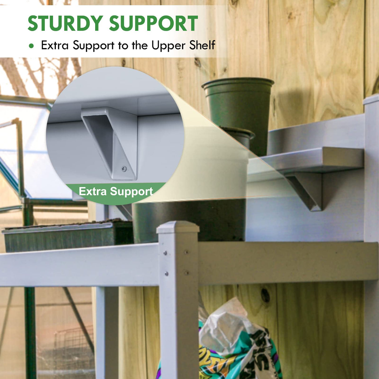 EAGLE PEAK Outdoor Indoor Maintenance Free Vinyl Garden Potting Bench, Waterproof Potting Table with Open Shelf, Lower Storage, 40inx21.6inx43.9in, Gray EAGLE PEAK