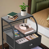 Jixlantuc Nightstand Bedside Table with Fabric Drawers Night Stand for Bedroom,End Table with Storage Shelves Side Tables Hallway, Entryway, Nursery Black Jixlantuc