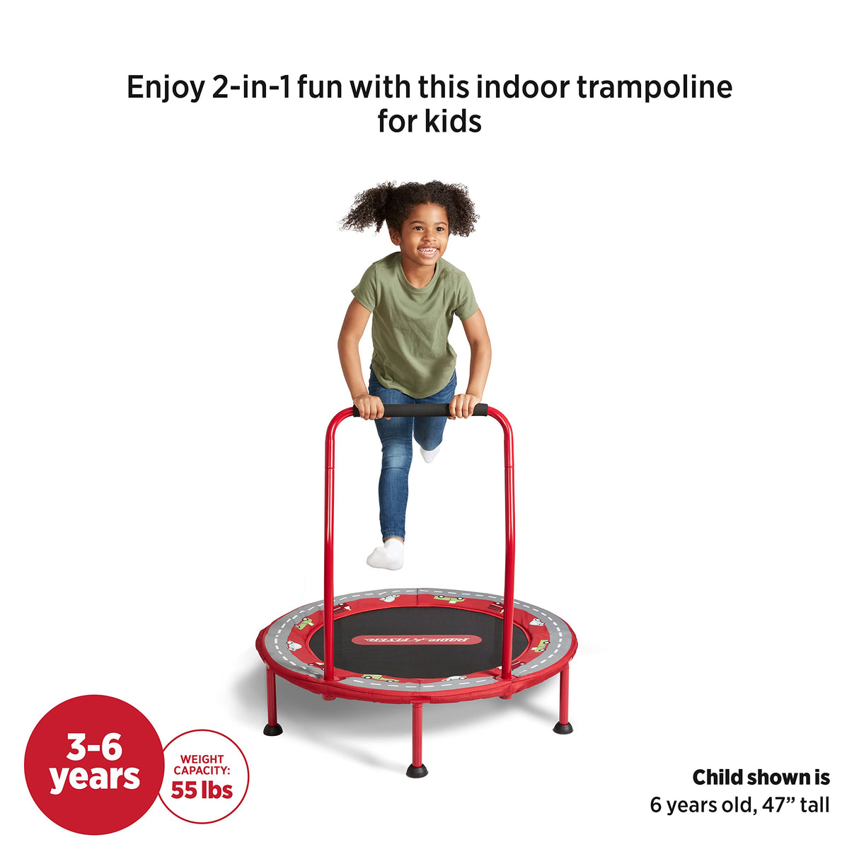 Radio Flyer 2-in-1 Kids' Trampoline, Mini Trampoline for Toddlers, Ages 3-6 Years Radio Flyer