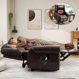 CDCASA Dual Motor Lay Flat Lift Chairs Recliners for Elderly with Massage and Heat, Breathable Leather Infinite Position Large Sleeping Electric Power Lift Chair Recliner for Seniors, Brown CDCASA