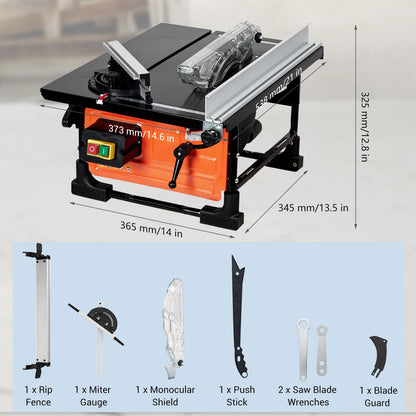 GarveeTech Table Saw for Jobsite, 8-Inch 6.7-Amp Copper Motor, Cutting Speed Up to 3576RPM, 24T Blade,Compact Portable Table Saw Kit With Sliding Miter Gauge, for Diy Woodworking, Orange