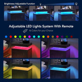 Royard Oaktree LED Nightstand with 2 Storage Drawers, Modern Bedside Table with Marble Grain Finish, 2-Tier Wood End Tables with LED Light for Bedroom/Living Room, Black Gold Royard Oaktree