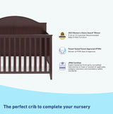 Graco Wilfred 5-in-1 Convertible Crib (Espresso) – GREENGUARD Gold Certified, Converts to Toddler Bed and Full-Size Bed, Fits Standard Full-Size Crib Mattress, Adjustable Mattress Support Base Graco