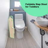 WOOD CITY Toddler Step Stool Foldable for Bathroom Sink, Adjustable 2 Step Stool for Kids Toilet Potty Training Stool with Handles,Child Kitchen Counter Stool Helper, Montessori Kitchen Stools WOOD CITY