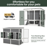 AECOJOY 67'' Extra Large Chicken Coop with Run for 8-10 Chickens, Wood Chicken House with Roost Bar & 4 Nesting Boxes, Outdoor Poultry Pet Cage Hen Fence for Backyard AECOJOY