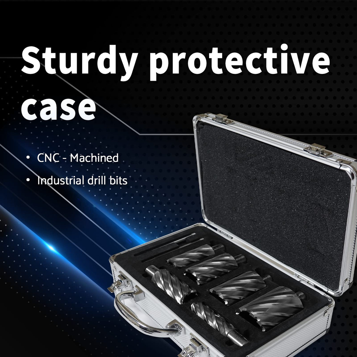 S&F STEAD & FAST Annular Cutter Set, 2 inch Depth of Cut, 7/8, 1-1/8, 1-1/4, 1-1/2, 1-3/4, 2" Cutting Diameter, 3/4 Weldon Shank, Mag Drill Bits Kit for Magnetic Drill Press S&F STEAD & FAST