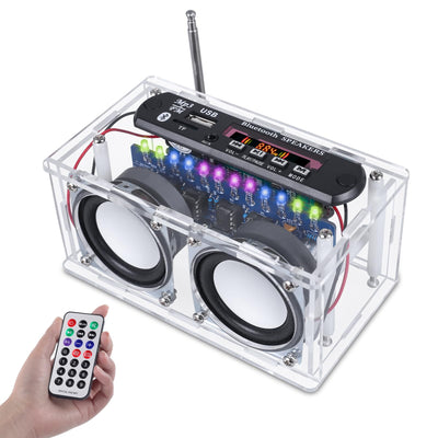 BANRIA DIY Bluetooth-Compatible Speaker Kit,Recording Function FM Radio Soldering Practice Kit with LED Spectrum,TF/AUX/Bluetooth/USB Support,Remote Control Soldering Project for Indoor/Outdoor Use
