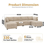 CAODOC Modular Sectional Sofa, 130.7 Inch U Shaped Couch Set for Living Room, 4-Seater Comfy Cloud Couches with Two Movable Ottoman, DIY Combination, Plush Corduroy, Beige CAODOC