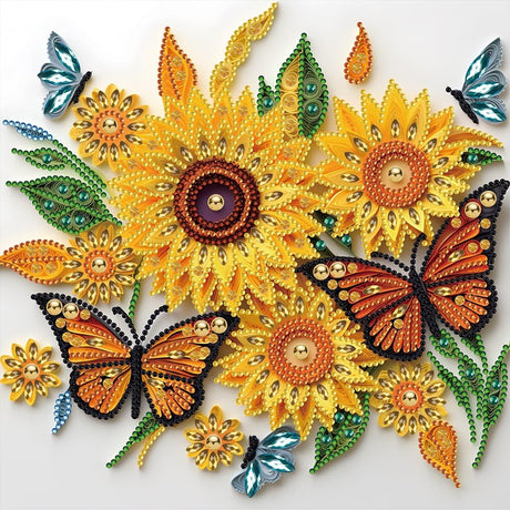 Stalente Diamond Painting Kits for Adults Sunflower, 5D Special Shape Diamond Art Kits for Beginners, Crystal Rhinestones Diamond Painting for Home Wall Decoration Gift 12×12inch, Butterfly Stalente