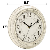 Peohud Silent Wall Clock, 12 Inch Vintage Non Ticking Quartz Battery Operated Round Clock, Rustic Wall Clock for Living Room Kitchen Home Office Classroom School Peohud