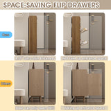 WINWY Rattan Shoe Storage Cabinet with 4 Flip Drawers & 2 Drawers, Freestanding Organizer for Front Door Entrance, Hidden Narrow Shoe Rack Cabinet Storage for Entryway, Rustic Oak Rattan WINWY