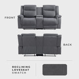Lexicon Manual Double Reclining Loveseat, Polished Microfiber Manual Wall Hugger Loveseat Recliner for Living Room, Center Storage Console/Cup Holders, Easy Assembly, Gray Lexicon