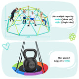 Hapfan 10 ft Climbing Dome Swing Set with Saucer Swing, Jungle Gym for Kids Outdoor Backyard, Supports 800lbs, Easy Asssembly, Rust-Resistant Outdoor Playset for Ages 3-8 8-12 Hapfan