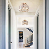 Semi Flush Mount Ceiling Light - Crystal Chandelier Modern Ceiling Light Fixture Hallway Light Fixtures Ceiling Gold Flush Mount Ceiling Light for Porch Kitchen Bedroom Living Room Entryway FRIDEKO HOME