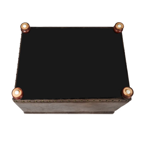 Decent Home 24'' Leather Ottoman with Storage Rectangle Foot Rest Ottomans Stool for Living Room(Brown,Leather Texture) Decent Home