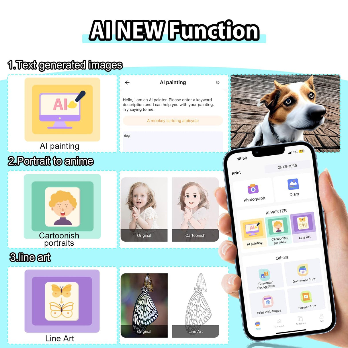 HuiJuKeJi Mini Sticker Printer Bluetooth Smart Pocket Inkless Thermal Printer with 11 Rolls Thermal Paper and Sticker for iOS&Android Print Pod, Portable Receipt Printer for Photo Note Memo (Yellow) HuiJuKeJi