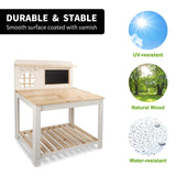 GROWRKS Potting Bench Outdoor Potting Table—All-Weather Kids Solid Wood Garden Work Station with Sink、Drawing Board、Shelves, Weather Proof（Natural, Large） GROWRKS