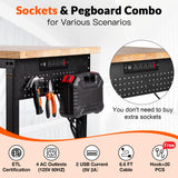 MUWOOD Adjustable Height Work Bench 48×24 Workbench for Garage with Under Table Shelf Heavy Duty Rubber Wood Work Table for Shop Woodworking, Office, Home, Commercial MUWOOD