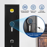 BlackSmith 3 Rifle Gun Safe for Home Rifles and Pistol Long Gun Safe 0.1s Quick Access Fingerprint Recognition Handgun Safe Keypad Wall Mount Gun Cabinet with Pistol Rack Pockets Ammo Storage BlackSmith