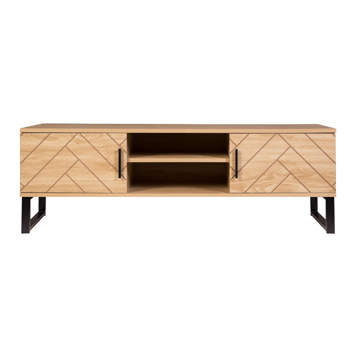 AC Pacific Bali Modern TV Stand with Storage, 2 Wooden Drawers and Cubbies, Stylish and Functional Entertainment Center for Living Room or Bedroom, Natural/Wood