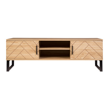 AC Pacific Bali Modern TV Stand with Storage, 2 Wooden Drawers and Cubbies, Stylish and Functional Entertainment Center for Living Room or Bedroom, Natural/Wood