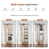 Preassembled Bifold Barn Door 36 x 84 in (Double 18x84in) with Bi-fold Door Hardware Kit, Frosted Glass Cross Transparent, Pre-Drilled Holes, Wood Door Slat, Fit 36in Opening CEAKIAN