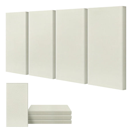UMIACOUSTICS 4 PCS Acoustic Wall Panels, 2“ Thick 23.6" x 11.8" Fiberglass Recording Studio Acoustical Treatments Panels, Self-adhesive Sound Absorbing Panels for Studios, Office, Home Theater. Beige UMIACOUSTICS