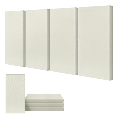 UMIACOUSTICS 4 PCS Acoustic Wall Panels, 2“ Thick 23.6" x 11.8" Fiberglass Recording Studio Acoustical Treatments Panels, Self-adhesive Sound Absorbing Panels for Studios, Office, Home Theater. Beige