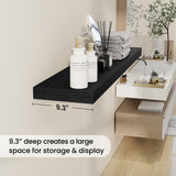 Fun Memories Floating Shelves 48 Inch Long, 9.3 Inch Deep Wall Shelf Fireplace Mantel, Rustic Farmhouse Solid Wood Shelves for Wall Decor Bathroom, Kitchen, Office, Black, Set of 1 Fun Memories