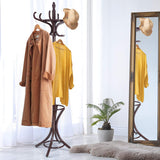 GOFLAME 73" Coat Rack Freestanding, Wooden Coat Tree with 12 Hooks and Umbrella Stand, Entryway Hall Tree, Hat Hanger Organizer, Coat Rack Stand for Coats, Hats, Scarves, Bags, Easy Assembly, Brown GOFLAME
