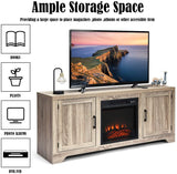 LUARANE Modern Farmhouse TV Stand, Wooden TV Cabinet for TVs up to 65", Television Console with Double Barn Doors Adjustable Shelves, Suitable for 18" x 17" Fireplace LDAILY