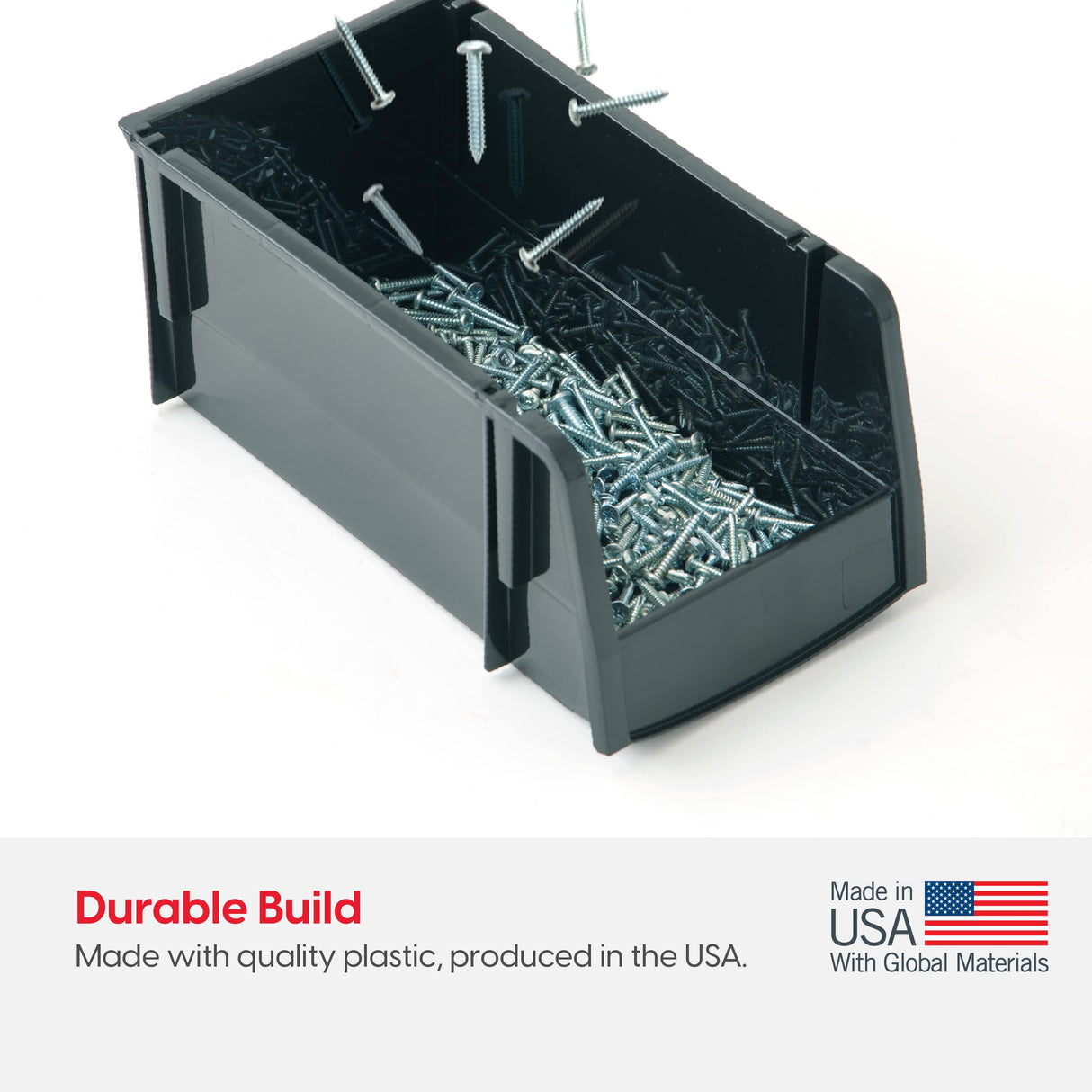 IRIS USA Jumbo Stackable Storage Bins, 6-Pack, 14.75"L x 10"W x 8"H, |Made in USA|, Plastic Open Front Shelf Bin for Organizing Parts, Hardware, Tools, Supplies, Garage Shelf, Pantry - Black IRIS USA