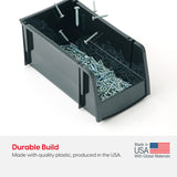 IRIS USA Small Stackable Storage Bins, 12-Pack, 7.5 x 4.5 x 3 inch, |Made in USA|, Plastic Open Front Shelf Bin for Organizing Parts, Hardware, Tools, Supplies, Garage Shelf, Pantry - Black IRIS USA