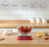 NUTRI FIT Ultra Slim Food Scale Digital Kitchen 1g Increment Measure in lb oz ml High Precision Weight in Grams and oz for Coffee Making, Meal Prep - Red/Stainless Steel NUTRI FIT