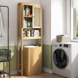 Rattan Over The Toilet Storage Cabinet – Chic Bathroom Organiser with Adjustable Shelf and Space-Saving Design knoworld
