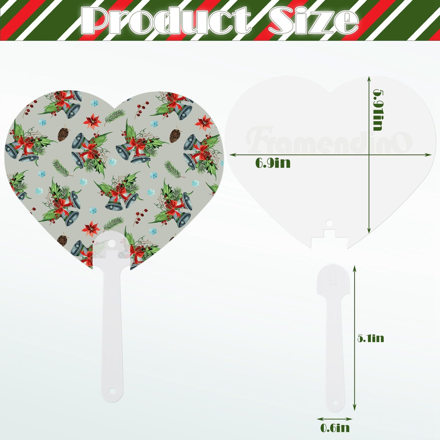 Framendino, 15 Pack Sublimation Fans Blanks Plastic Handheld Double Sided Paddles Fan for DIY Wedding Crafts Heart