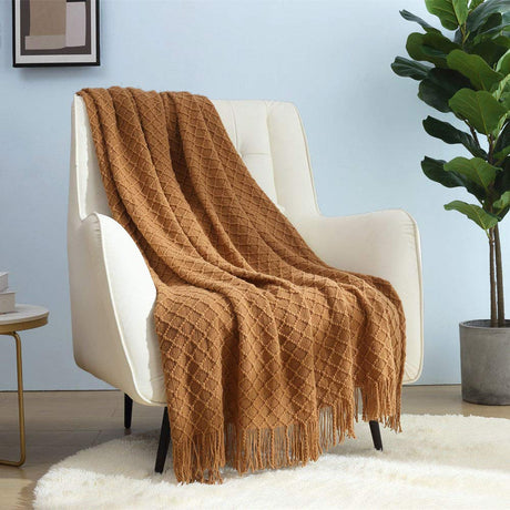 CREVENT Home Farmhouse Decor Rustic Couch Sofa Chair Bed Throw Blanket, Soft Warm Light Weight for Travelling in Spring Summer (50''X60'' Brown) CREVENT