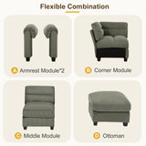 HAOMARKETS 115” Modular Sectional L Shaped Corner Sofa, Corduroy 5-Seater Couches with Thick Cushion for Living Room, Green HAOMARKETS