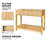 Long Console Table with Storage, Fluted Entryway Table, Slim Sofa Table Behind Couch Entry Table, Narrow Wood Hallway Table, Modern Living Room Couch Table, Black Foyer Entrance Table ZYBT