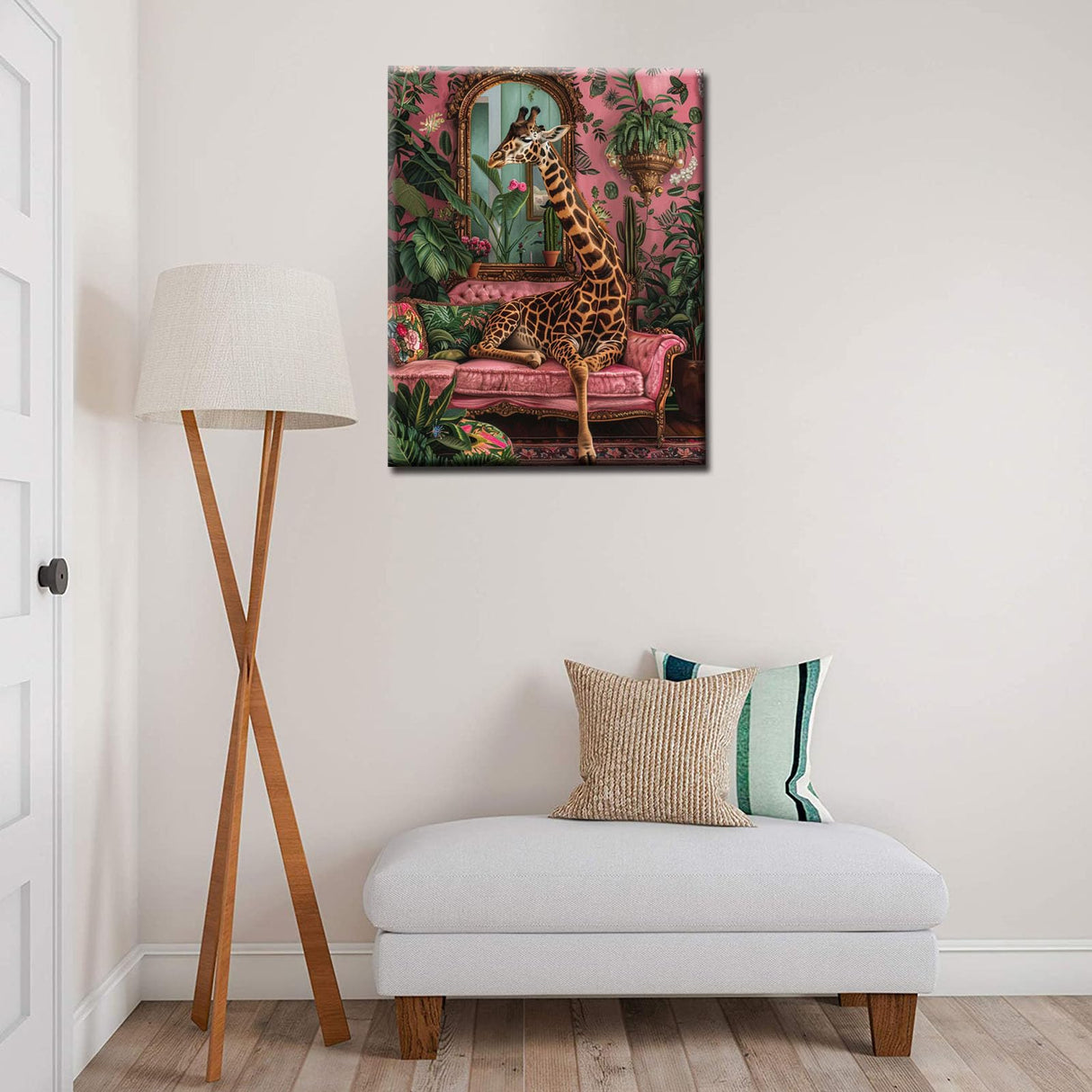 Aihonmin Cute Giraffe Paint by Numbers Botanical Paint by Numbers Kits Children,Cactus Tree Painting Art Craft on Canvas with Brushes Acrylic Pigment Drawings Gift Without Framed 16''W x 20''H Aihonmin