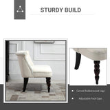 HOMCOM Upholstered Armless Fabric Loveseat with Button Tufted Design for Living Room with Wood Legs, Cream White HOMCOM