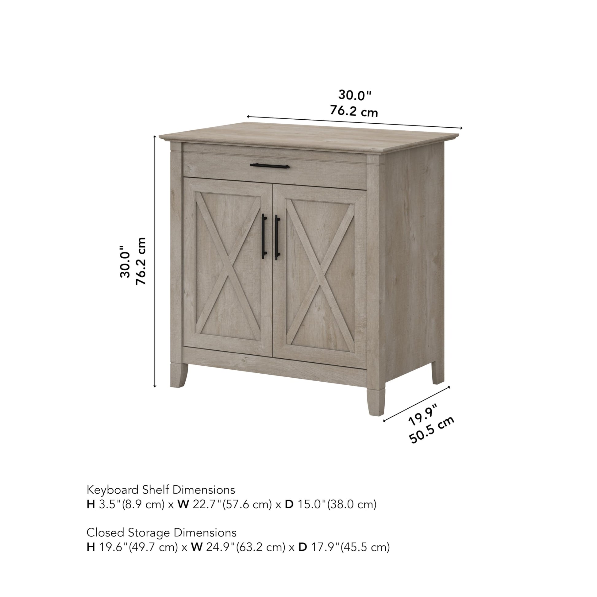 Bush Business Furniture Key West Secretary Desk with Keyboard Tray and Storage Cabinet, 30W x 20D, Washed Gray - WoodArtSupply