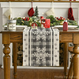 Artoid Mode Grey Buffalo Plaid Snowflakes Christmas Table Runner, Seasonal Winter Kitchen Dining Table Decoration for Home Party Decor 13x72 Inch Artoid Mode