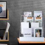 Sintuff Book Display Rack 4 Tier Comic Wire Book Display Rack 18" White Tabletop CD Magazine Retail Countertop Metal Racks for Display Library Classroom Picture Literature Sintuff