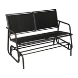 Crownland Textilene Outdoor Glider Chair – Stylish Two-Seat Loveseat for Patio, Lawn & Garden (Black) Crownland