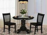 East West Furniture Shelton 3 Piece Room Furniture Set Contains a Round Dining Table with Pedestal and 2 Wood Seat Chairs, 42x42 Inch, SHNO3-BLK-W East West Furniture